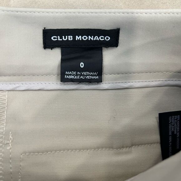 CLUB MONACO Emily Khaki Leather-Trimmed Pockets Skinny-Leg Pants - Picture 6 of 9